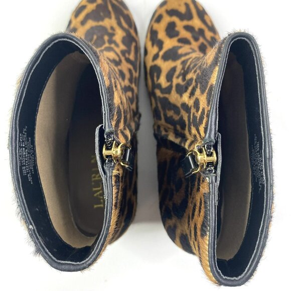 Lauren Ralph Lauren Boots Size 6.5 Welford Brown Ankle Calf Hair Animal Print - Picture 6 of 8